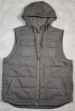 Wrangler Workwear Full Zip Hooded Lined Canvas Vest Outdoor Chore Work Men's XL