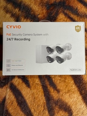 NEW    CYVIO 4K PoE Bullet Security Camera System, Smart AI, 8CH NVR w/ 2TB HDD