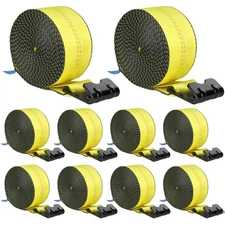 Truck Straps 4"x30' Winch Strap with Flat Hook for Towing 10 Pack Yellow