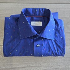 Eton Contemporary Shirt Mens 16.5 42 Purple Pinstripe Dot Long Sleeve Button