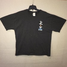 vintage warner bros bugs bunny basketball t shirt mens xl black embroidered