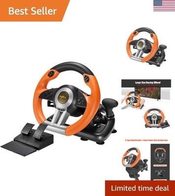Ergonomic V3II Racing Steering Wheel with Dual Vibration for Realistic Gaming