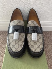 MOCASSINO GUCCI SUPREME GG NERO-BEIGE EBANO TAGLIA UK12.5 (EU46.5)