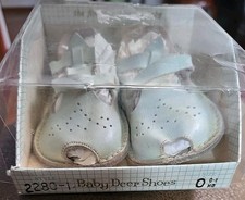 Vintage Baby Deer Mint Leather Crib Shoes NOS Original Box Size 0 Made USA 1970s