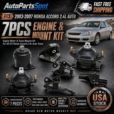 Engine Motor & Trans Mounts Kit 7PCS Fit 03-07 Honda Accord 2.4L Auto Trans New