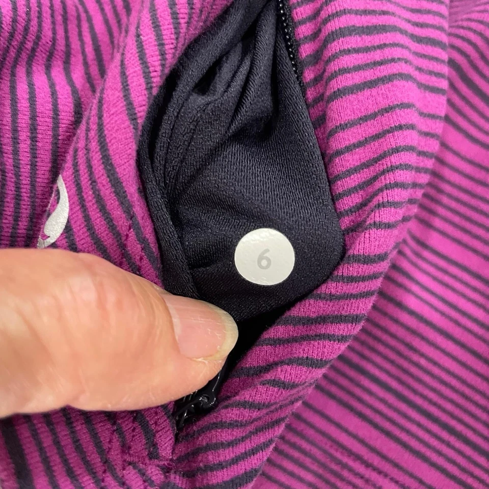 Lululemon Shirt Womens Size 6 Kanto Catch Me Long Sleeve Stripe Running Athletic - Image 3 of 4