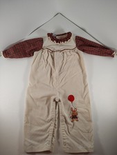 Vintage Carters Baby One Piece Romper Corduroy Plaid Red Cream Bunny 6 Month