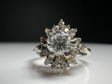 Vintage 18K Weißgold Ring Diamond Flower / 18K White Gold Diamond Ring RG 51