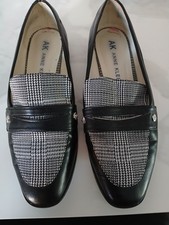 Anne Klein Ifex Black/Grey Check Slip On Low Heel Shoes UK Size 7 VG Condition
