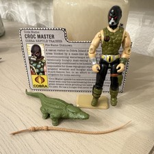 GI JOE Croc Master - Cobra Reptile Trainer w/ Alligator & Whip & ID Card 1986