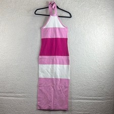Unbranded Womens Pink White Stripe Side Slit Halter Sweater Midi Dress Size 2