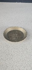 Small Vintage Round Etched Brass Pin Dish, Made In India Decorative Trinket