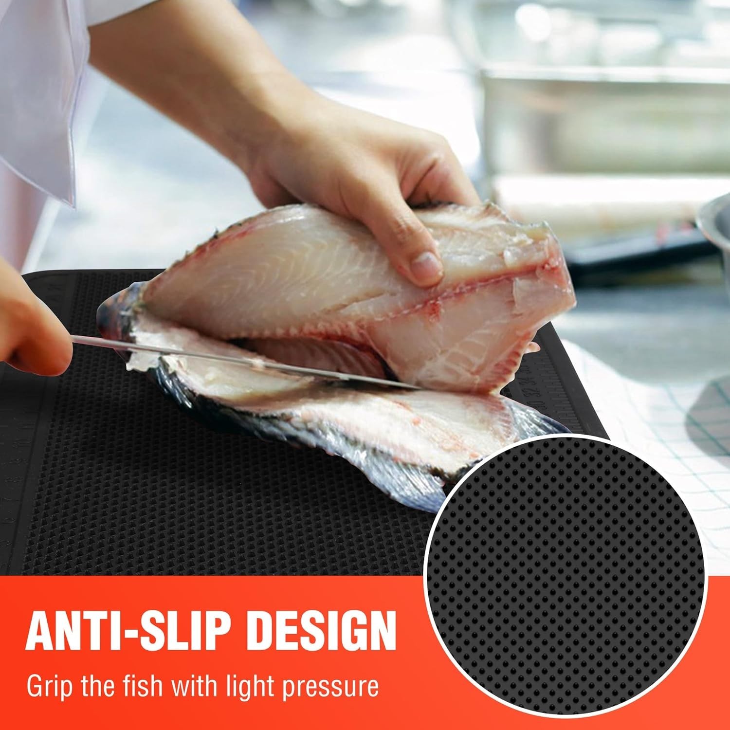 Durable Fish Fillet Mat 24 x 13 Silicone Surface for Safe Fish Preparation