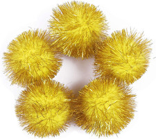 30Pcs Large Glitter Tinsel Pom Poms Sparkle Balls for DIY Craft,Cat Toys-Yellow 