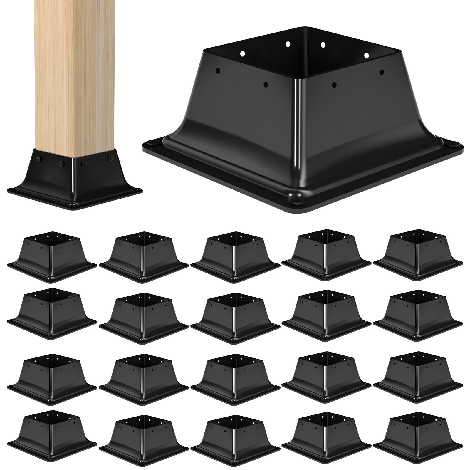 4x4 Post Base 20 Pcs Heavy Duty Steel Brackets Internal 3.6