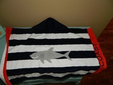 Pottery Barn Kids Shark Stripe Baby Beach Hooded Towel "Coast" RR-38 