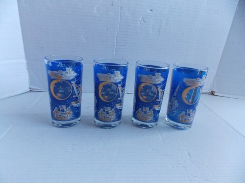 4 x Vintage 1969 NASA Apollo 11 Drinking Glass Moon Landing 5,5"