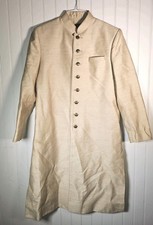 "Jinaam" Men's Beige Embroidered Sherwani US 40  Custom Wedding Attire