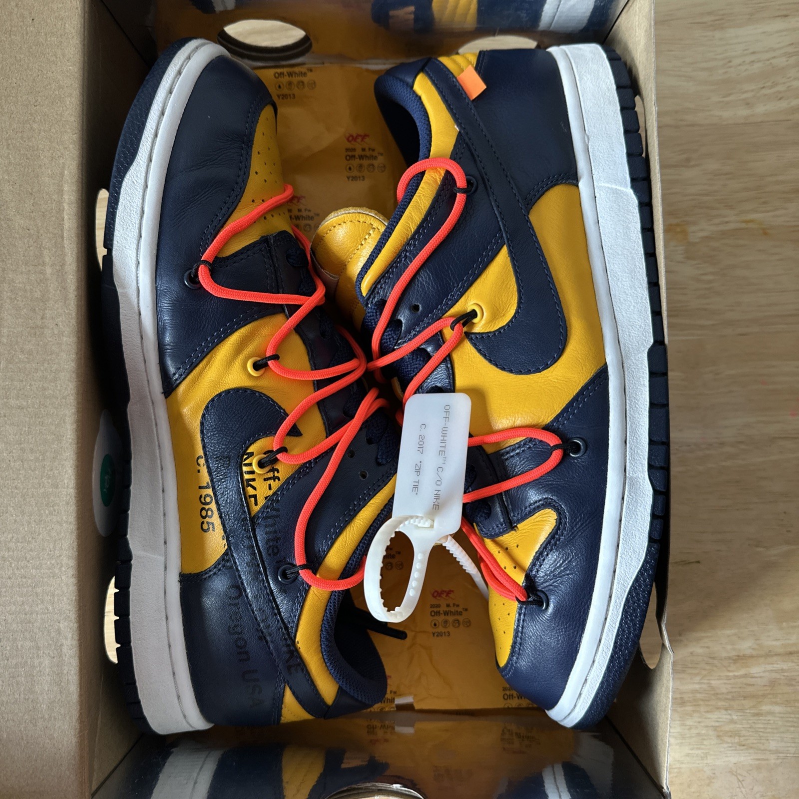 OFF WHITE X NIKE Taglia 11.5M 13W Nike Dunk Low x OFF WHITE University G (2019) usate