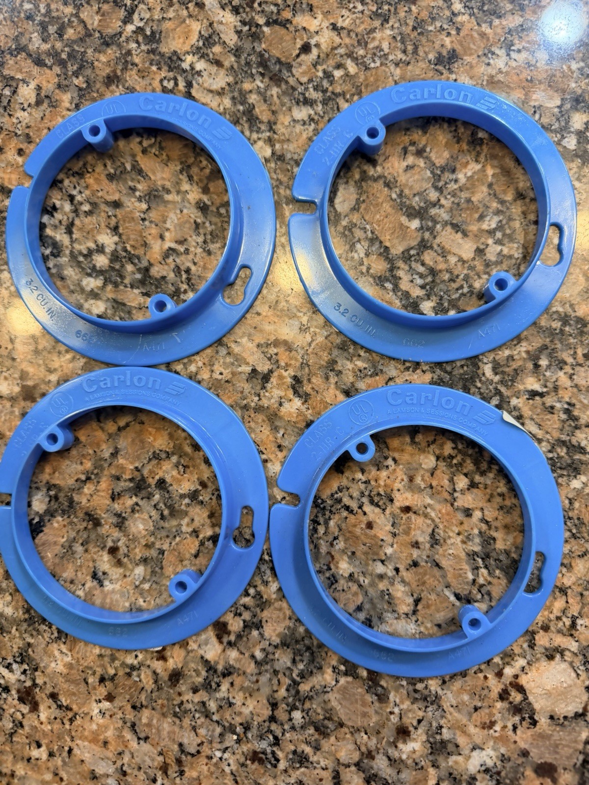 New Carlon A471- 1/2" Raised Nonmetallic Round Plaster Rings Lot of 4