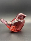 Fenton Ruby Red Glass Bird Figurine Pressed Logo Mark 4" Vintage