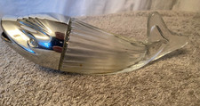 Vintage Clear Glass Fish Ware Sauce Jug, 23cm long, Whale Shape, Silver Plastic