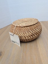 Image of IKEA FRYKEN Seagrass Basket Boxes w/Matching Lids - Set /3 - Cottage Beach House