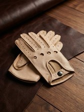 Women  s Beige Deerskin Driving Gloves   Handcrafted