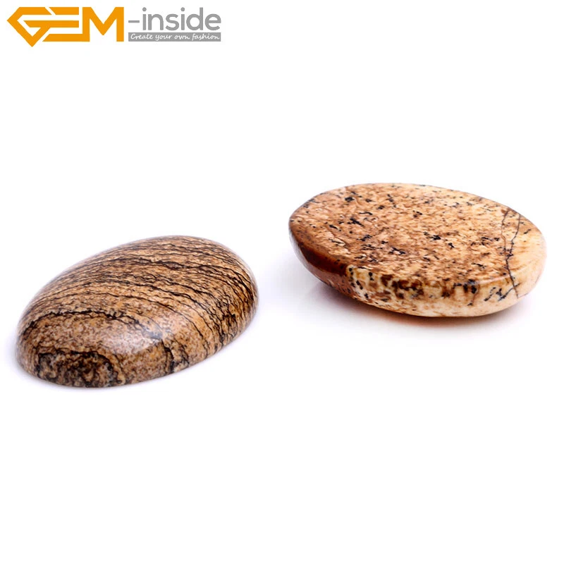 5pcs Natural Picture Jasper CAB Cabochon Beads Jewelry Craft Ring Pendant Making - Image 2 of 4