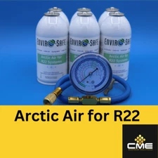 Envirosafe Arctic Air for R22, AC Support (6) 4 oz cans and gauge