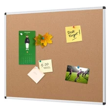 VIZ-PRO Cork Notice Board, 36 X 24 Inches, Silver Aluminium Frame