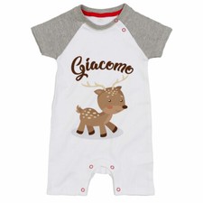 Pagliaccetto neonato personalizzato con nome baby cerbiatto