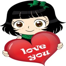 30 Custom Cute Black Haired Love Girl Personalized Address Labels