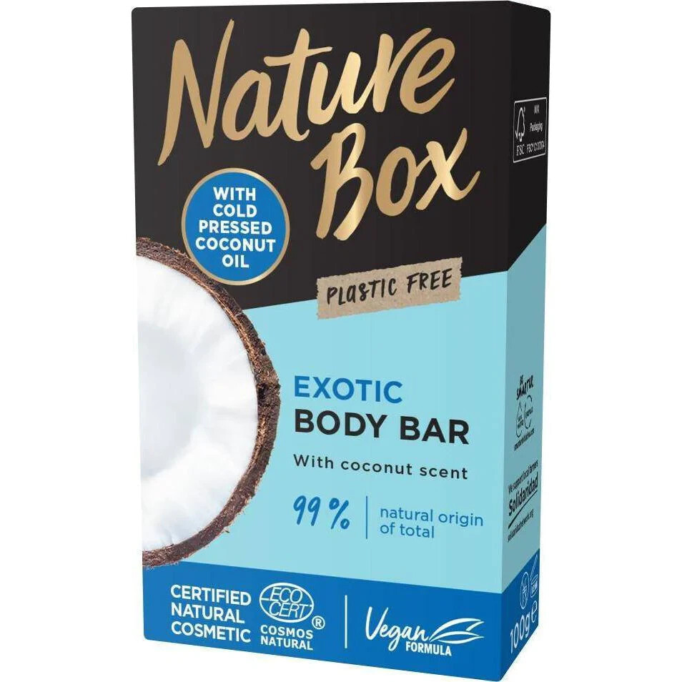 49,33€/kg- 6x Nature Box Body Bar / Waschseife Exotic - mit Kokosnussduft - 100g