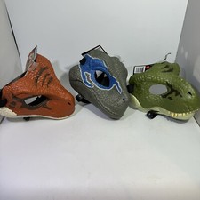 Jurassic World Lot Of 3 Masks T-Rex Velociraptors Blue Mask