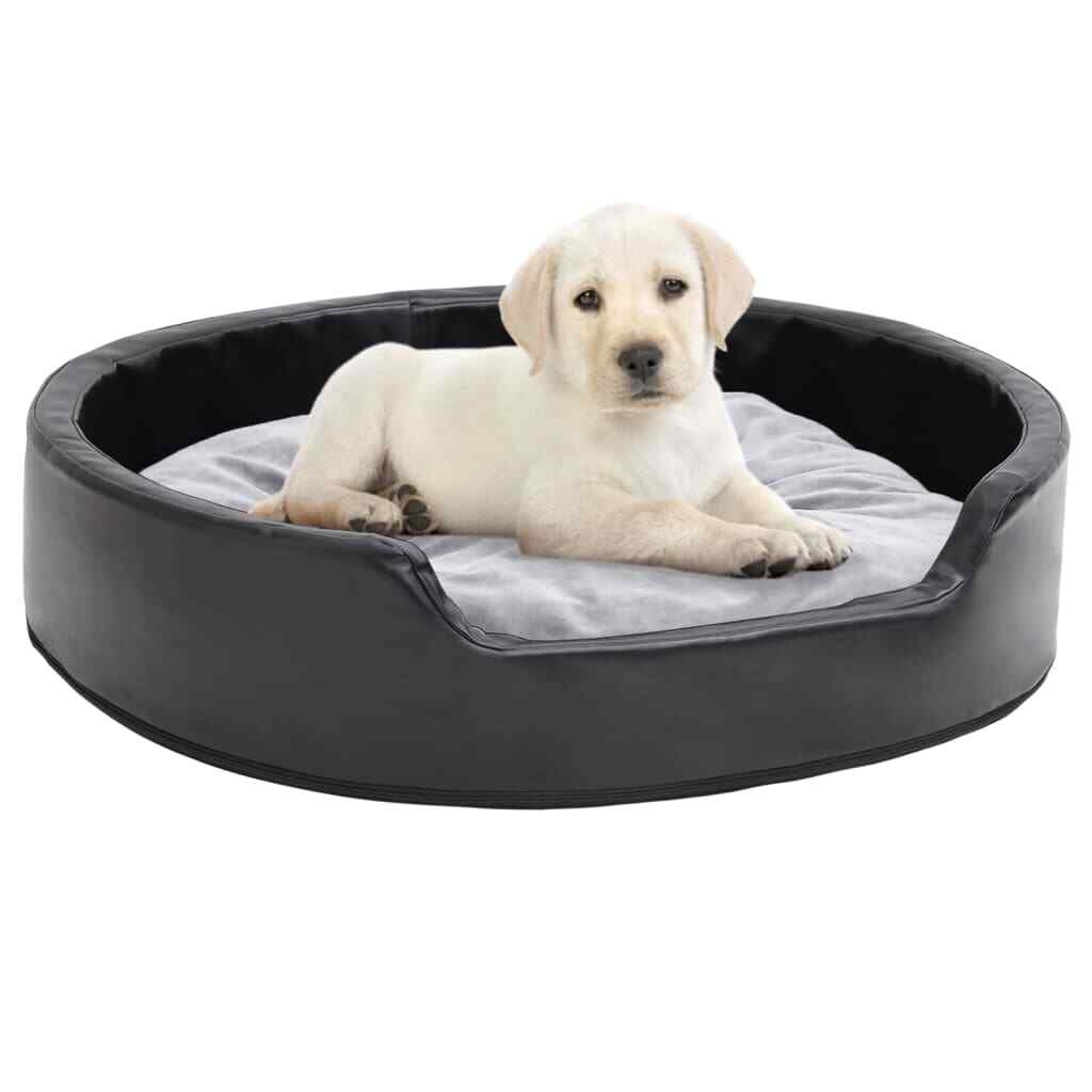 vidaXL Lettino per Cani Nero e Grigio 79x70x19 cm Peluche e Similpelle
