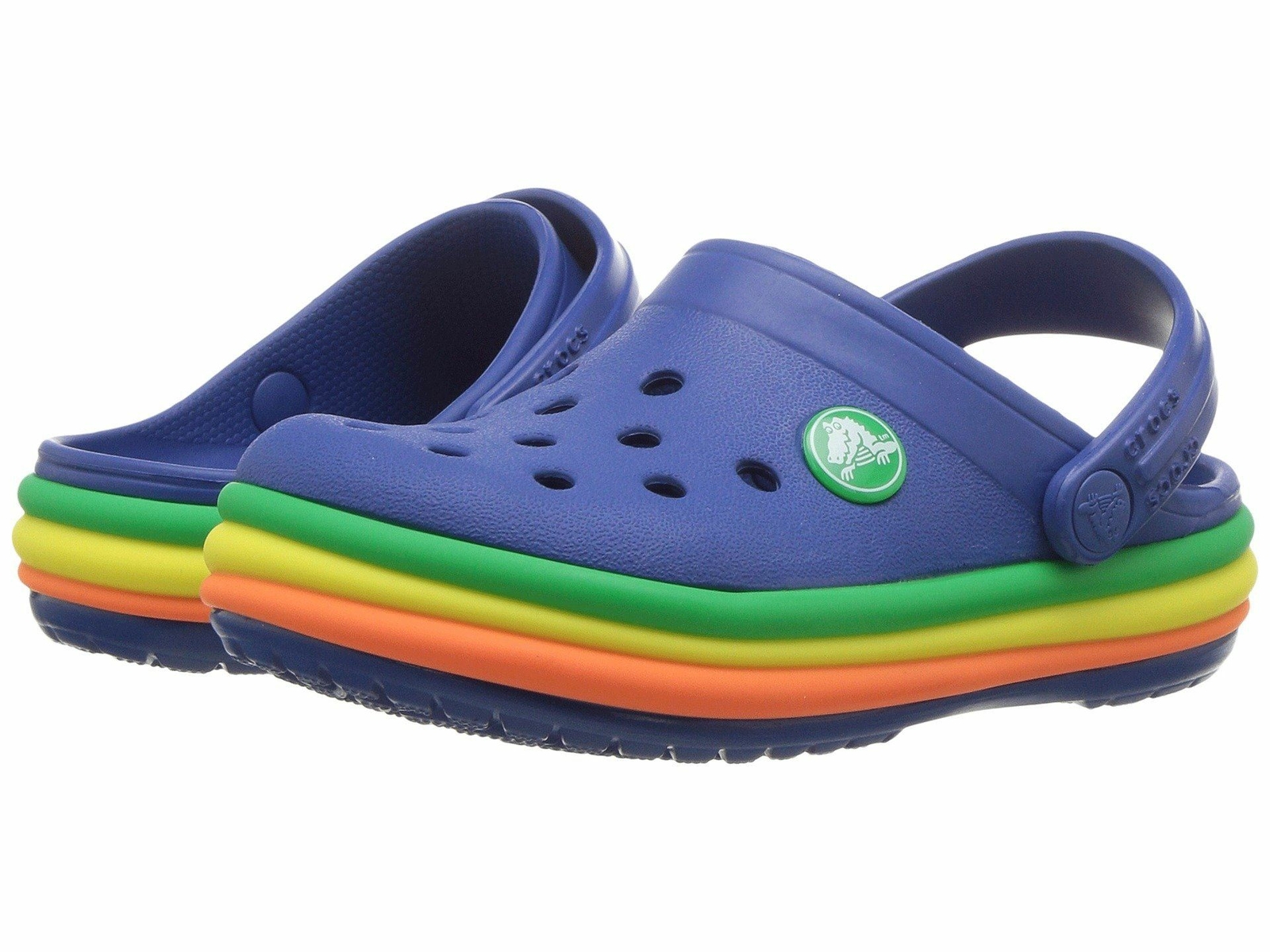 Crocs Kids Crocband Rainbow Band Clog Blue, Pink Orange Sandal