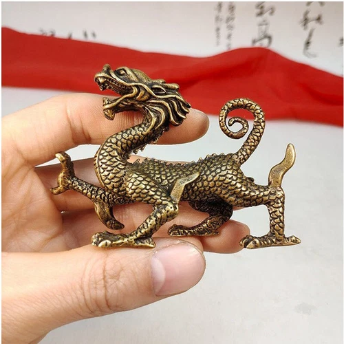Chinese Old Vintage Solid Brass Handwork Collectible Dragon Ornament Statue NEW - Picture 5 of 16