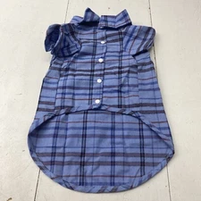 Pupteck Blue Plaid Dog Puppy Polo T-Shirt Size Large New