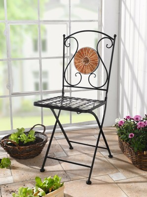 Metall Klappstuhl "Mosaik" im Antik Design, Nostalgie Eisen Garten