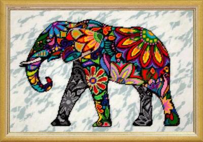 DIY Printed Tapestry Kit ''Elephant'', size 19.7x31.5 in / 50x80 cm, Brvsk