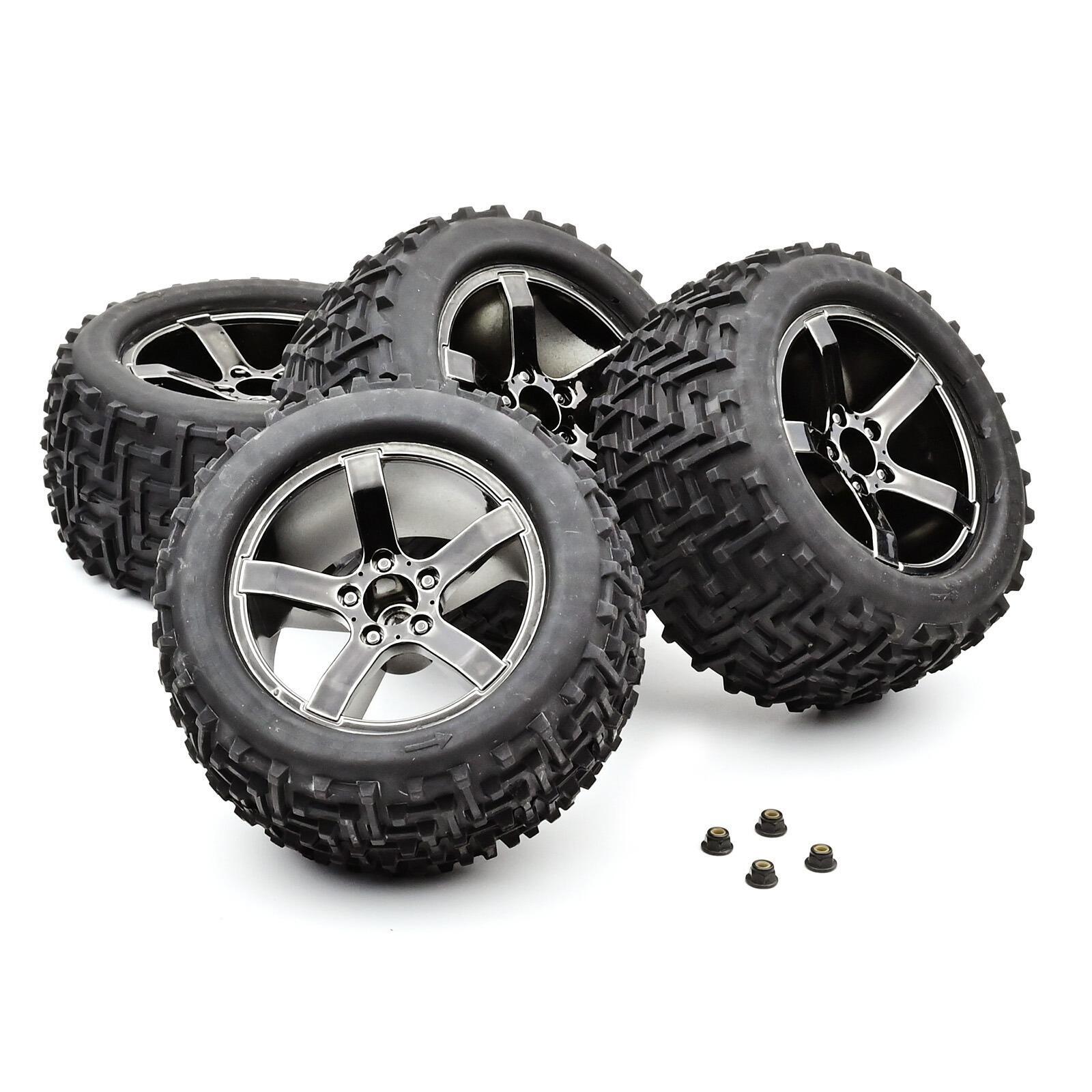 HPI Bullet Ammunition Tyres Wheels Black Chrome Complete Set 4pcs 101308 101309