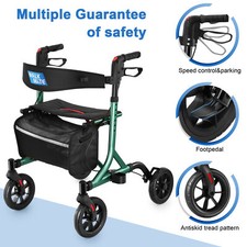 WALK MATE Rollator Walker with cup holder, seat storage, 4x8 Wheels Walker,Green