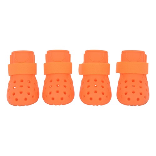 4pcs 5XL Dog Shoes Outdoor Dog Boots Non-Slip Waterproof Booties Orange