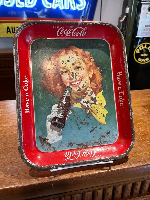 Original 1940s Coca Cola Metal Tray "Have a Coke"