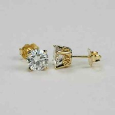 3Ct Lab Created Diamond Solitaires Stud Earrings Solid 14K Yellow Gold Finish