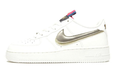 Original Nike Air Force 1 LV8 GS  (UK Größe 4 ) Off White Gold Tick