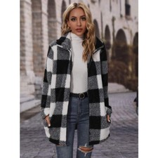 Plaid Collared Neck Coat with Pockets