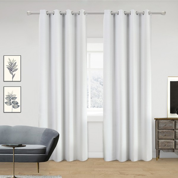 2X Vorhang Verdunkelung ÖSen Gardinen Blickdicht Grau-Weiss 245X135 Cm 0083BCL-2-image