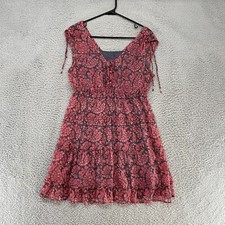 American Eagle Y2K Babydoll Dress Womens 4 Floral Tiered Ruffle Pink Paisley